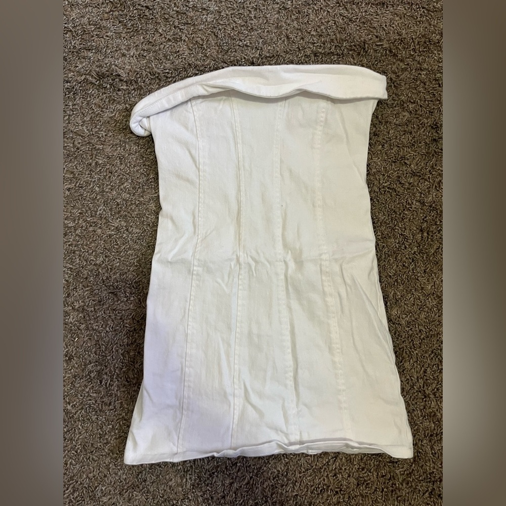 NECTAR CLOTHING White Denim Dress Mini Dress- Size Small